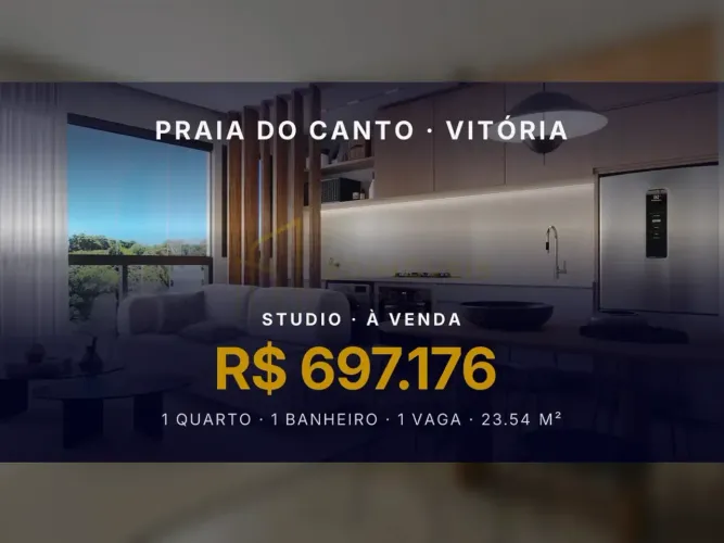 Linda unidade de Studio na Praia do Canto | Design contemporâneo
