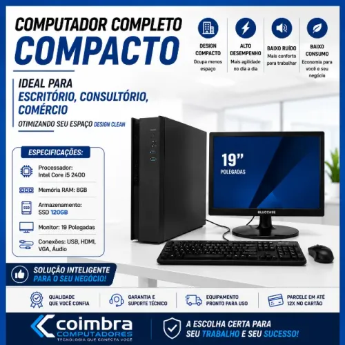 Computador Completo Com Monitor 19 - Escritório - Consultorio - Comercio - Coimbra
