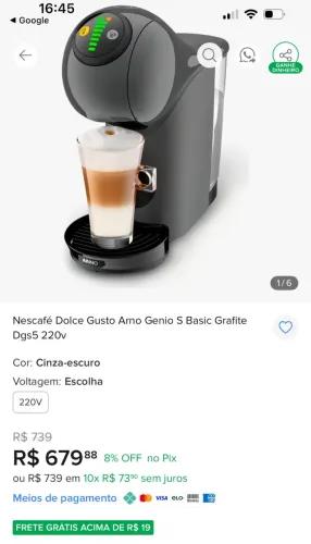 Cafeteira nescafe dolce gusto arno