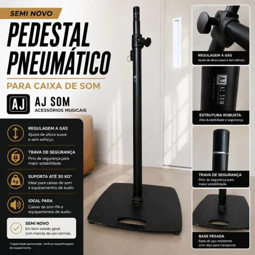 Tripé Pedestal Caixa de Som Pneumático a Gás AJ Som