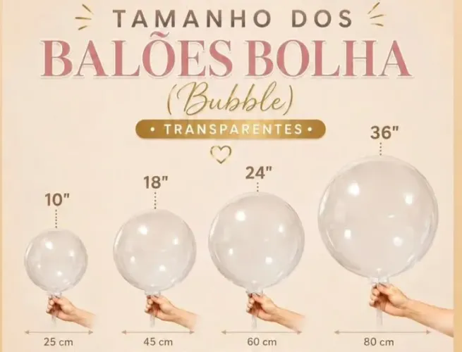 Balões bubble - Tamanhos diversos