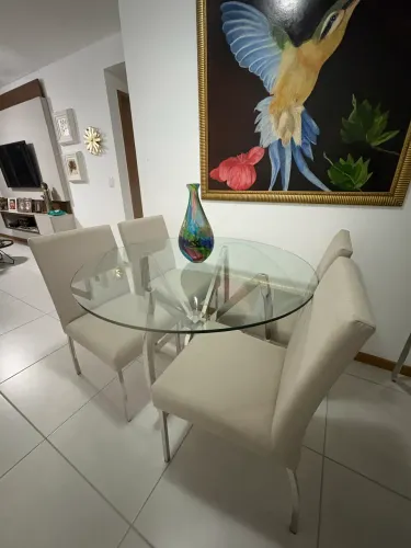 Mesa inox e vidro - 4 lugares 