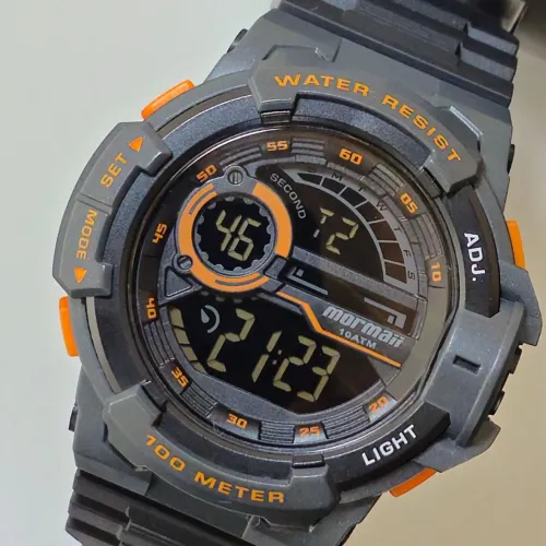 Relógio Mormaii M0366OAE 10ATM - À Prova D'água Militar Digital Borracha Preta