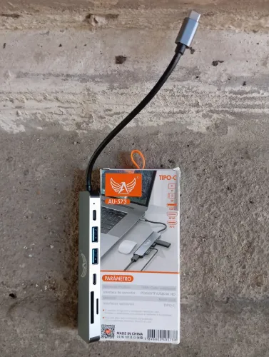 Hub Adaptador Multiportas 7 em 1 Tipo-C, modelo AU-573 da marca Altomex.