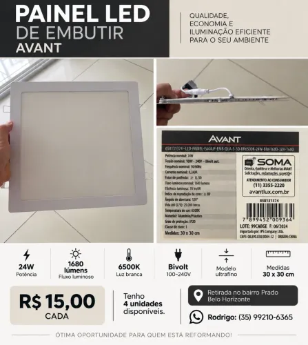 Painel Led de embutir 30x30