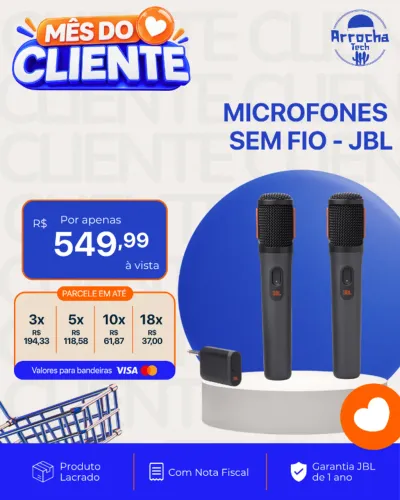 Microfones de Fio JBL - Lacrados - Com Nota Fiscal - Garantia JBL de 1 ano