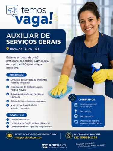Vaga - Auxiliar de Serviços Gerais