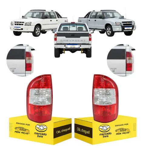 Par Lanterna Traseira Chevrolet S10 2009 2010 2011 Cristal Ambos Lados Vermelho/cristal