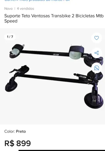 Rack de teto ventosa 2 bikes