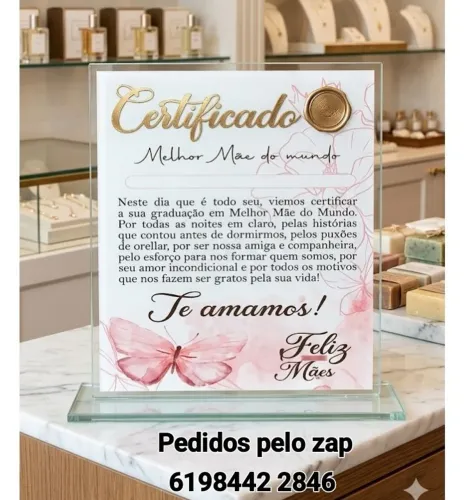 Certificado para a melhor mae do mundo 