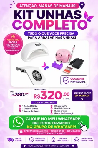 ? Kit completo de manicure ? de R$ 380 por R$ 320