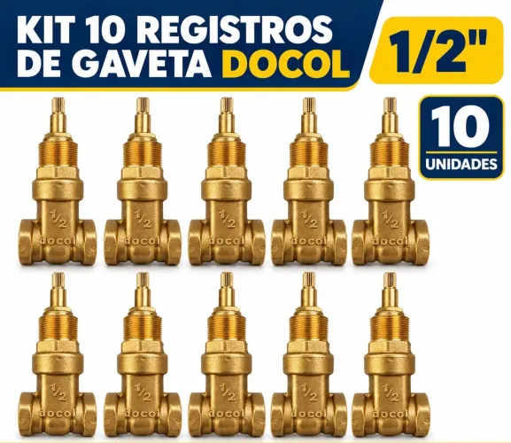 Kit com 10 bases registro gaveta 1/2 Docol