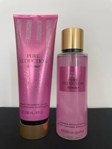 Kit Body Splash e Loção Perfumada Victoria's Secret Pure Seduction Shimmer (brilho)
