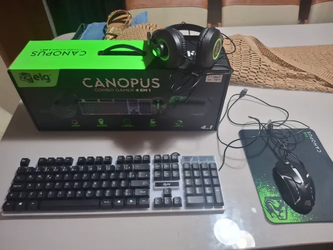 Kit gamer completo - mouse, teclado, fone e mousepad