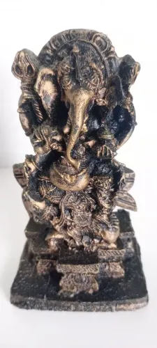 Estátua Ganesha Hindu Deus Sorte Prosperidade Sabedoria Resina 14/8cm