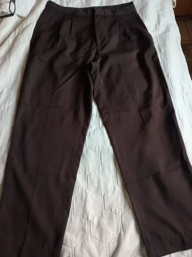 Calça Social masculina FIT Marrom Tam M com pregas