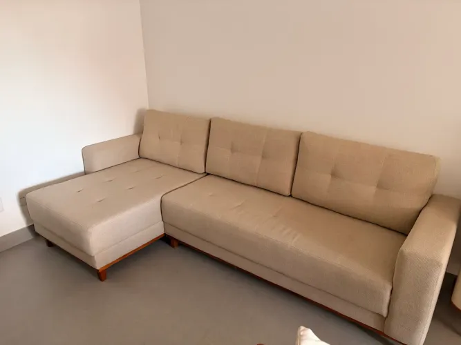 Sofá de linho com chaise - 2,80 m - Estado de NOVO