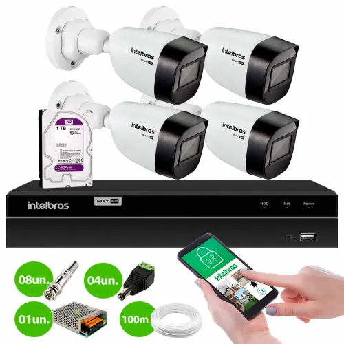 Kit com 4 Cameras Já Instalado