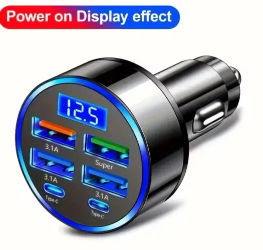 Carregador Turbo Veicular 250w 6 Entradas 4 USB + C