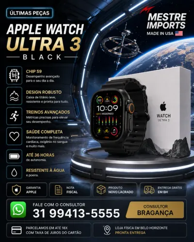Apple Watch Ultra 3 Black Novo Lacrado Garantia Apple