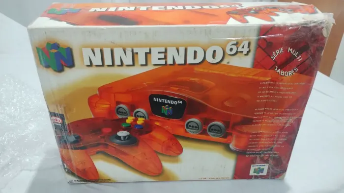 Nintendo 64 tangerina com caixa mais Mário 