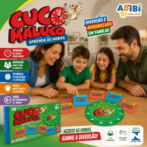 Jogo Educativo Cuco Maluco Aprendendo as Horas Pais & Filhos 36 Cartas