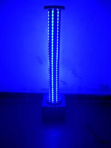 Luminária de Madeira Decorativa com luz Neon Azul