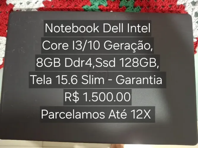 Notebook Dell Intel Core I3 / 10 Geração,8GB Ddr4,Ssd 128GB - Garantia.