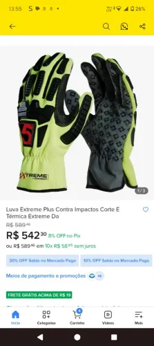 Luva extreme plus contra impactos e cortes térmica 