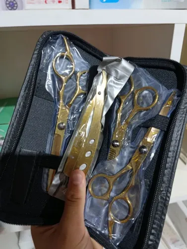 KIT TESOURAS PROFISSIONAIS DOURADAS