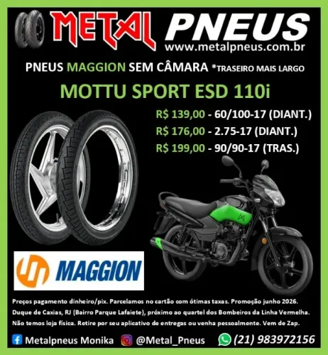 Pneu Moto Maggion Mottu Sport ESD 110i - Sem Câmara