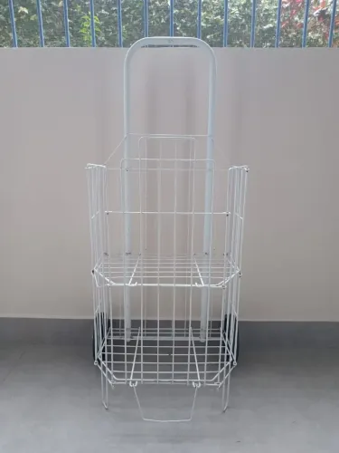 Carrinho Feira Metal Dobrável Branco