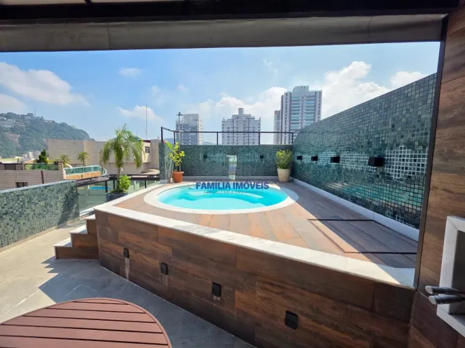 Cobertura à venda 2 quartos 2 vagas piscina Pompeia Santos/SP