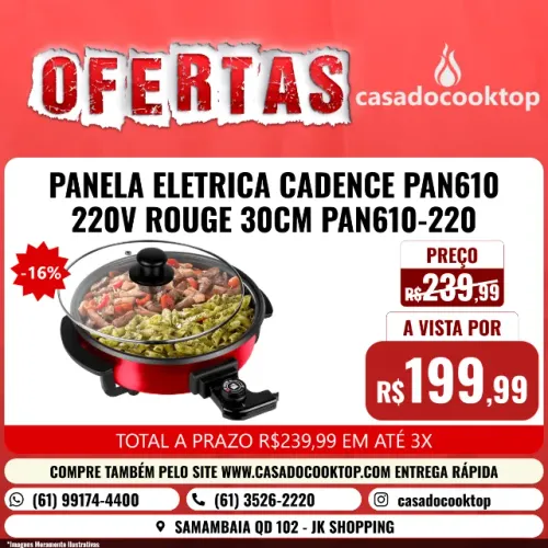 PANELA ELETRICA CADENCE PAN610 220V ROUGE 30CM PAN610-220