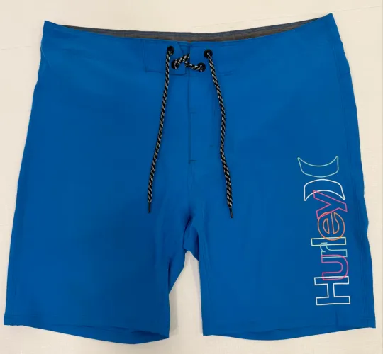 Short Hurley Boardshort Azul Logo Multicolor - 32 USA / 42 Brasil - Importado USA