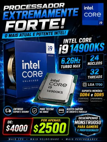 Processador intel Core i9 14900KS 6.2Ghz LGA 1700 entrego