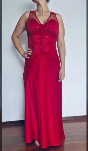 vestido longo de festa vermelho 38-40