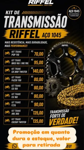 Promoção kit de transmissão riffel