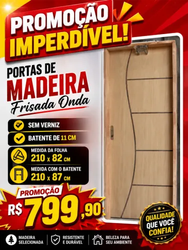 Porta de madeira frisada onda na promoção