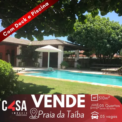 Casa térrea para venda, com 510 m2,  5 quartos, na praia da Taíba - São Gonçalo do Amarant