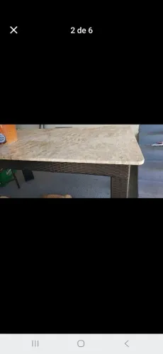 Mesa de pedra travertino com 5 cadeiras 
