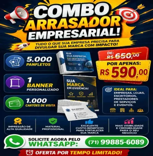 Combo arrasador ! 5000 panfletos + 1 x banner + 1000 cartões de visita