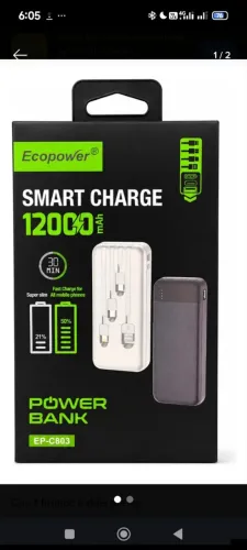 Power Bank Ecopower 12000mah Carga Rápida