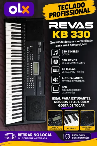 Teclado Musical Revas KB-330 Completo (Com Fonte e Partitura)