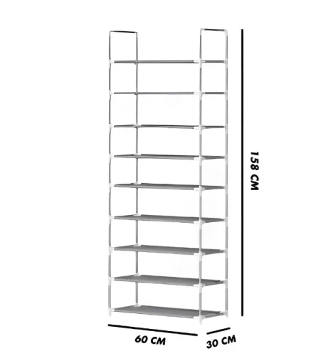 Sapateira Vertical Luxo Inox 27 pares 9 Prateleiras