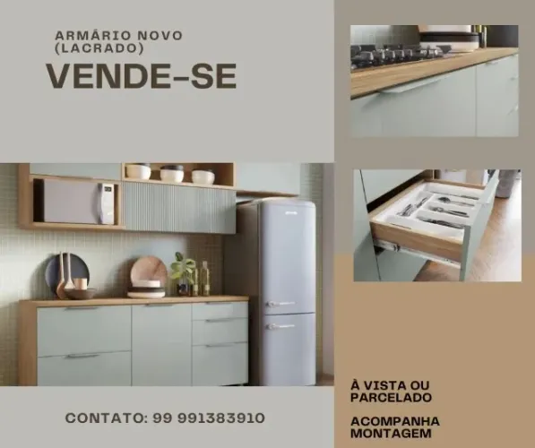 Armário de Cozinha Completa Nesher Duquesa 100% MDF com Balcão 5 Portas 4 Gavetas + Montag