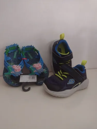 Lotinho bebê tênis Skechers+ chinelinho Ipanema George...calça 12 cm