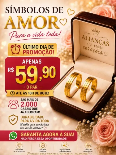 Promoção maluca de alianças lindíssimas