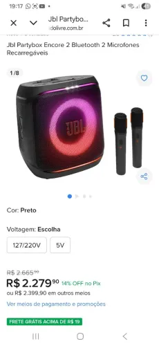 Vendo caixa jbl partybox encore 2 microfones meu contato é * Raul tem zap.e