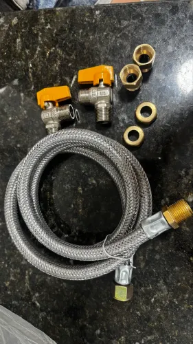 MANGUEIRA PARA GÁS INOX COM 2 REGISTROS ESFERA+ 2 ADAPTADORES -NOVOS